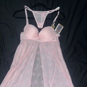 Juicy Couture Elegant Pink Lace Babydoll Lingerie